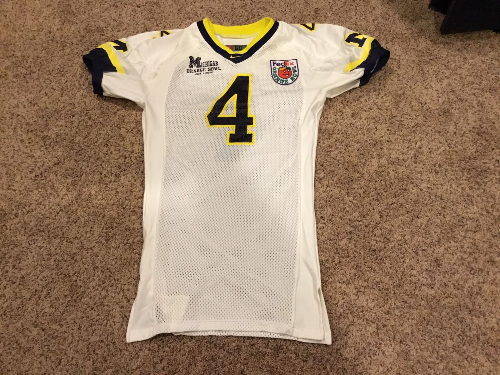 2000 ORANGE BOWL MARQUISE WALKER MICHIGAN NIKE USED/WORN/GAME ISSUED JERSEY