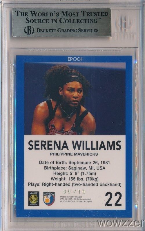 Serena Williams 2015 Epoch Tennis GOLD Foil Facsimile Signature #9/10 BGS 9.5