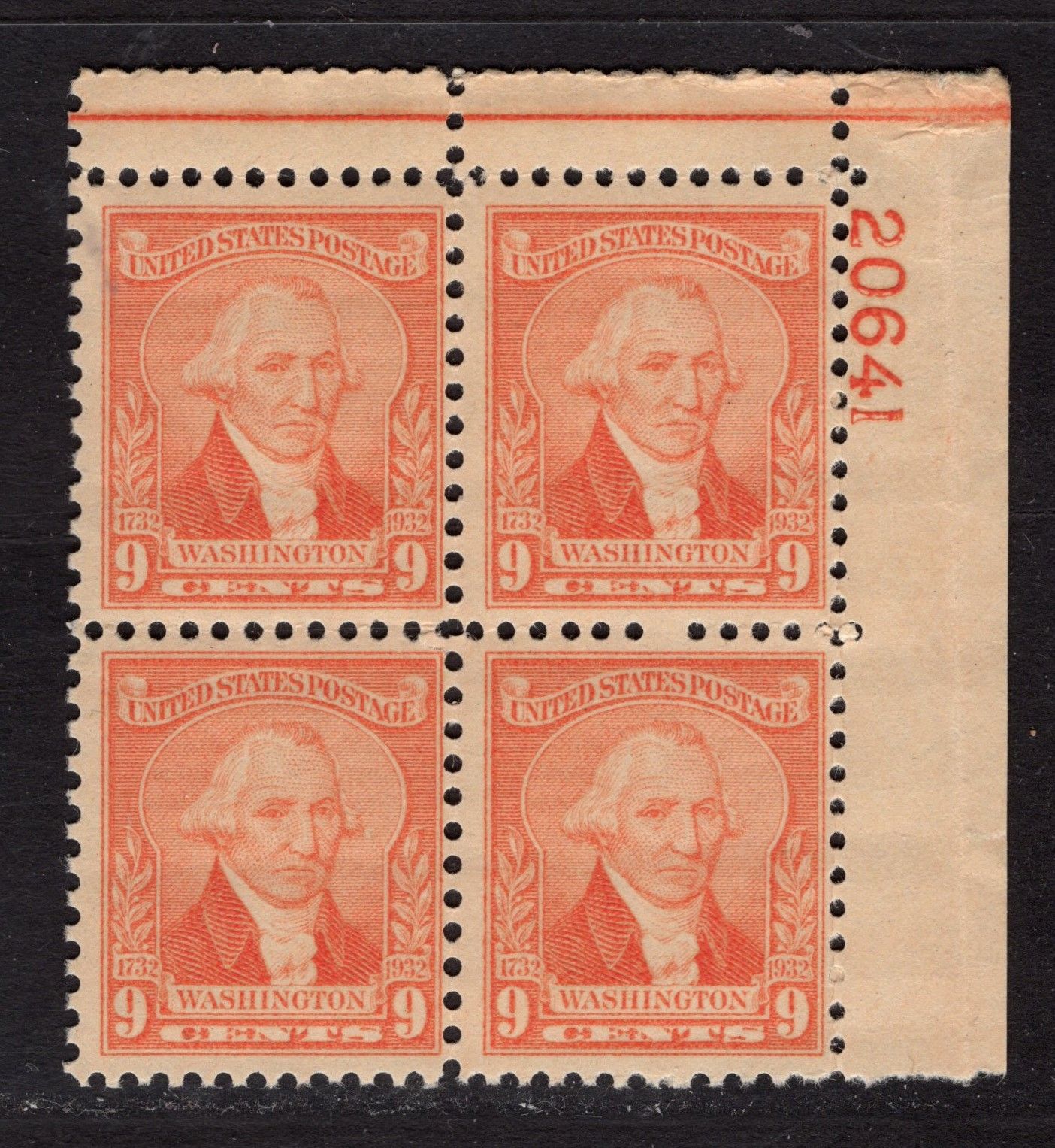 $US Sc#714 M/NH, Plate block, Cv. $45