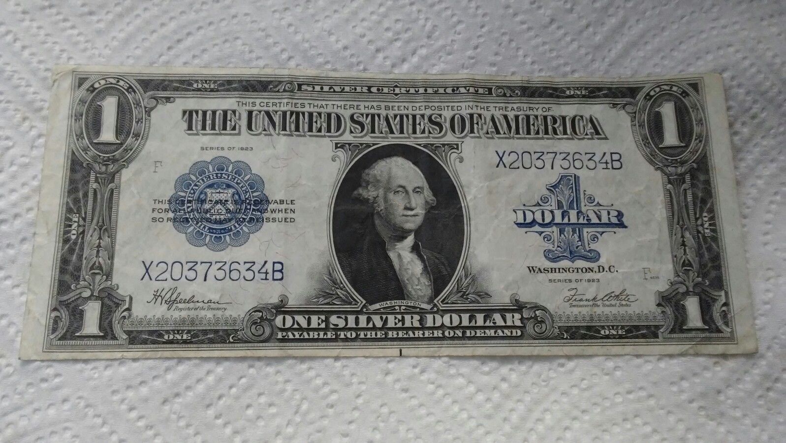 1923 ONE DOLLAR SILVER CERTIFICATE.XF