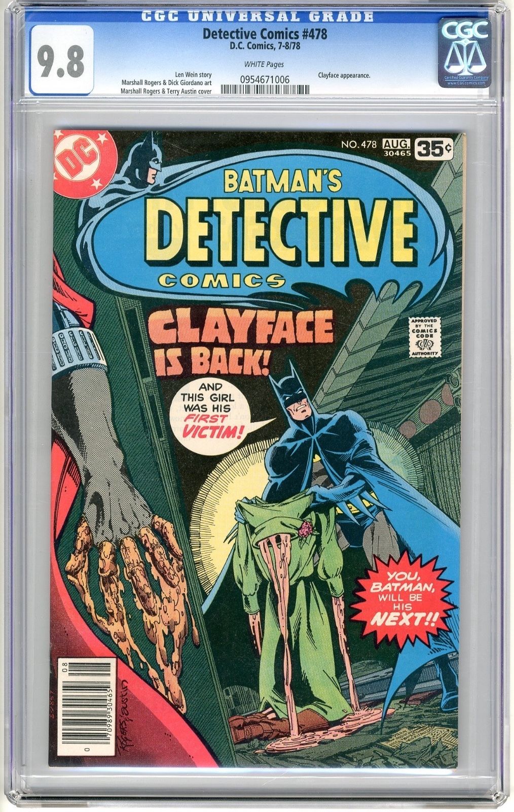 Detective Comics  #478  CGC  9.8  NMMT  white  pages