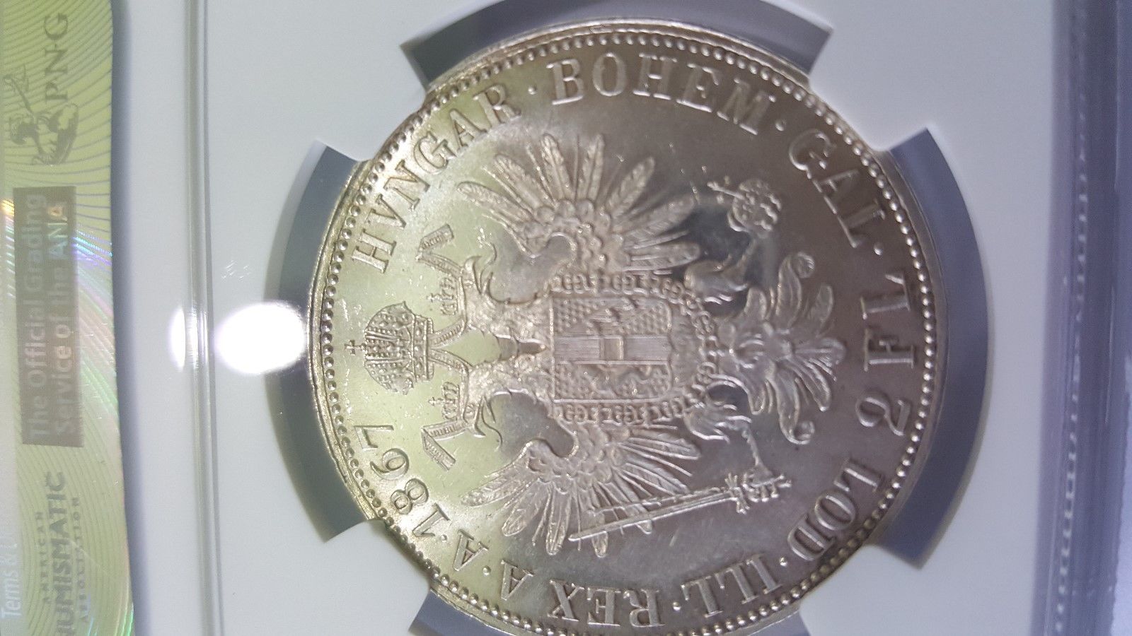 austria    - 2 FLORIN  1867  A    MS 63 ,  NGC ,  UNC  RARE!!!