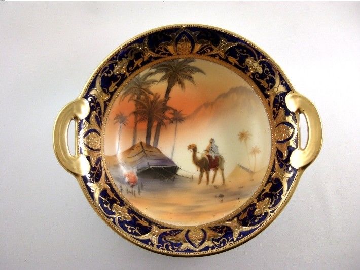 Antique NIPPON Old Noritake bowl Man on Camel Porcelain China made in Japan