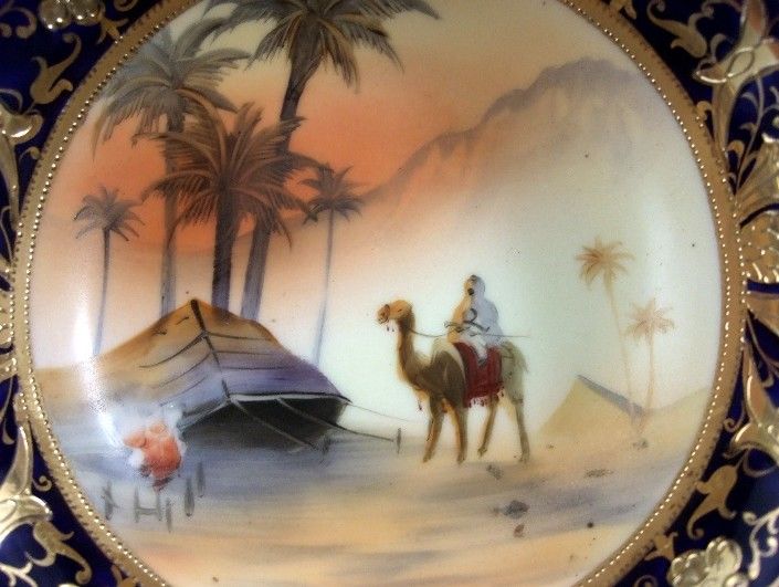 Antique NIPPON Old Noritake bowl Man on Camel Porcelain China made in Japan