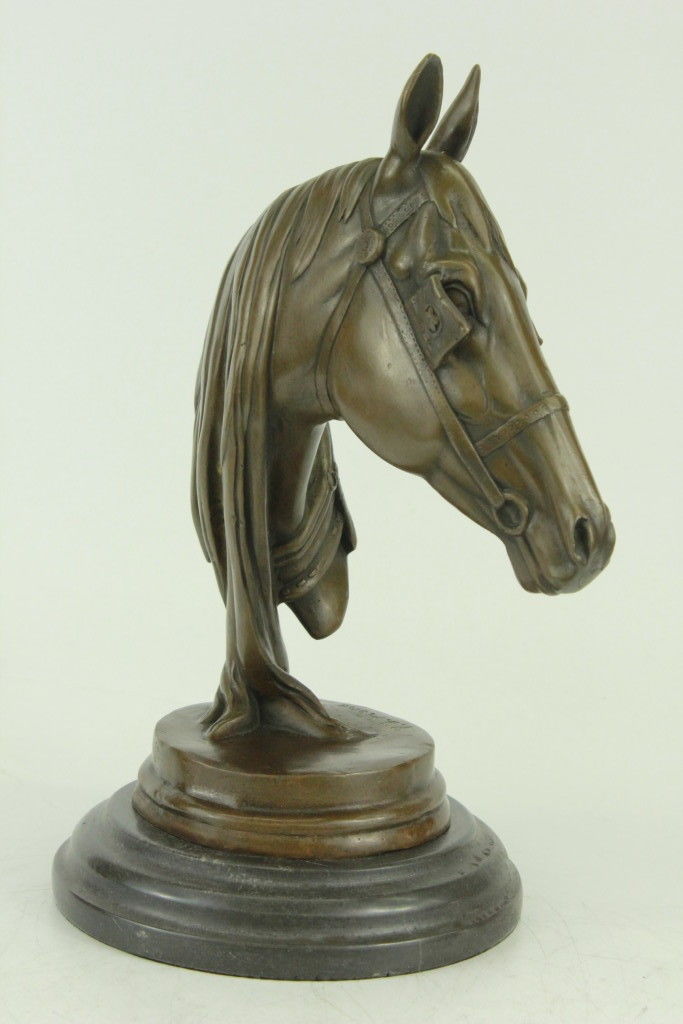 Bronze Sculpture Statue Hot Cast Horses Head Marble Figurine Barye Gift Decor Co