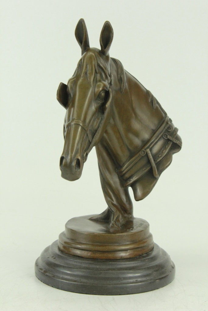 Bronze Sculpture Statue Hot Cast Horses Head Marble Figurine Barye Gift Decor Co