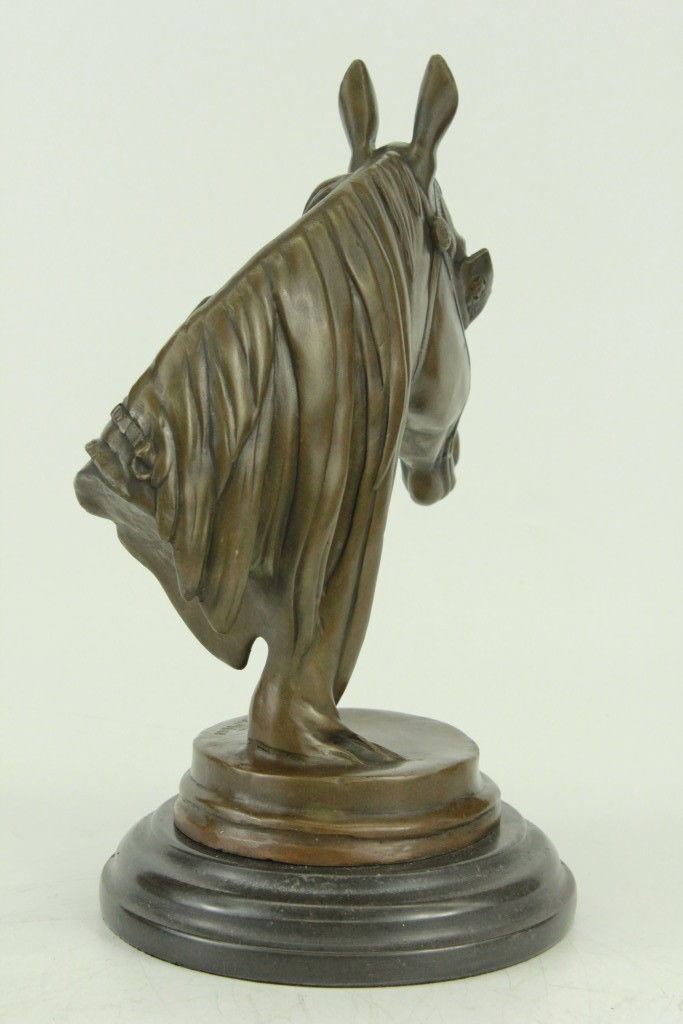 Bronze Sculpture Statue Hot Cast Horses Head Marble Figurine Barye Gift Decor Co