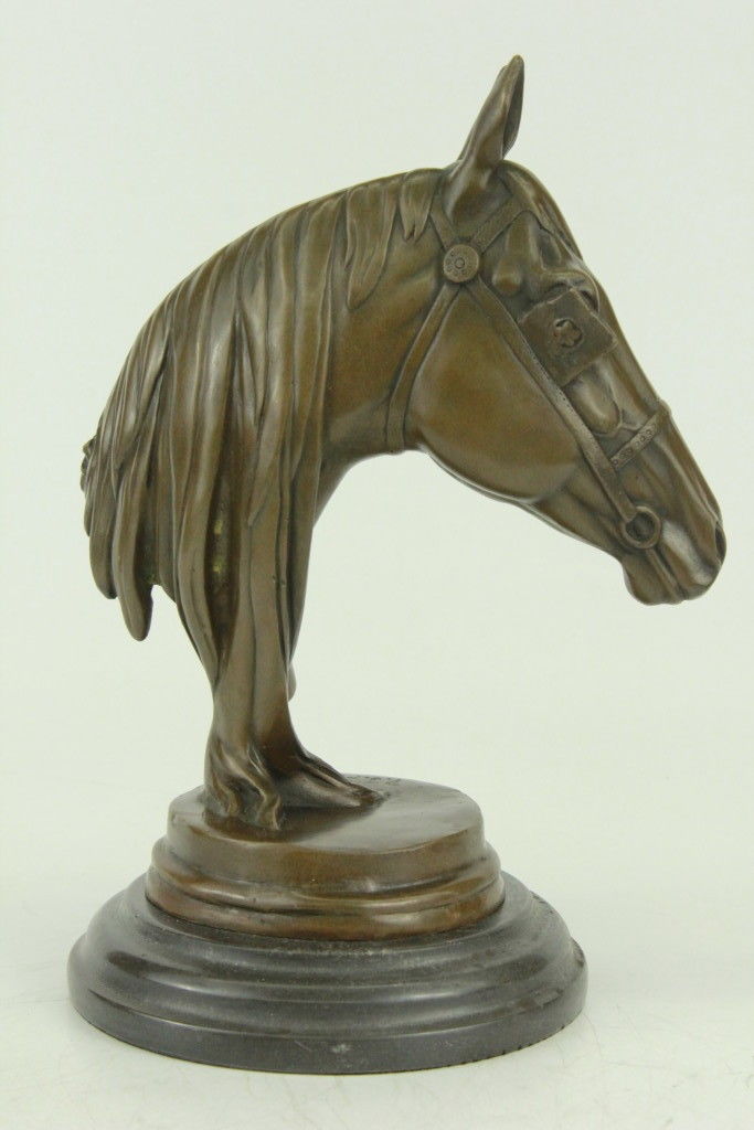 Bronze Sculpture Statue Hot Cast Horses Head Marble Figurine Barye Gift Decor Co