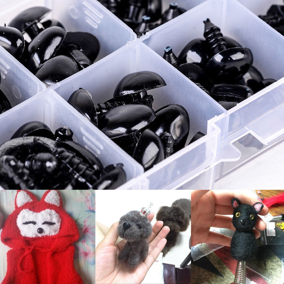 100X 5 Sizes Plastic Safety Noses Eyes Washers for Sewing Doll Teddy DIY Craft