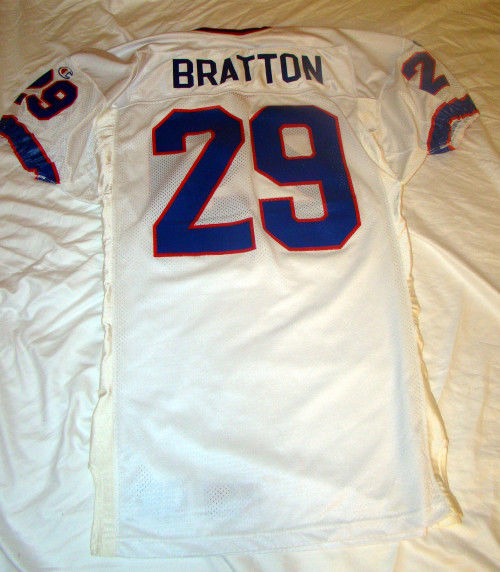 BUFFALO BILLS GAME USED AWAY JERSEY #29 JASON BRATTON 1993 SIZE 46 CHAMPION