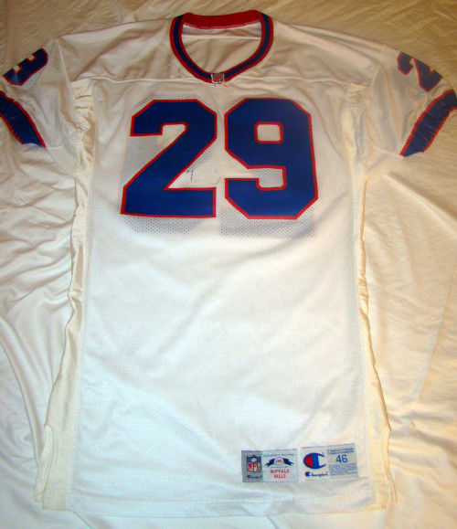 BUFFALO BILLS GAME USED AWAY JERSEY #29 JASON BRATTON 1993 SIZE 46 CHAMPION