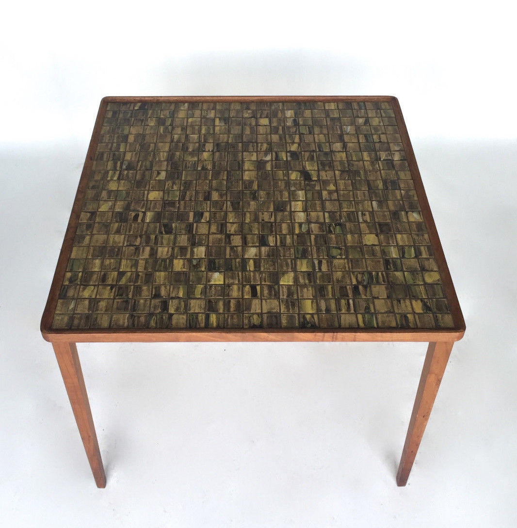 Vintage Gordon Martz Marshall Studios Green Tile Mosaic Table Mid Century Modern