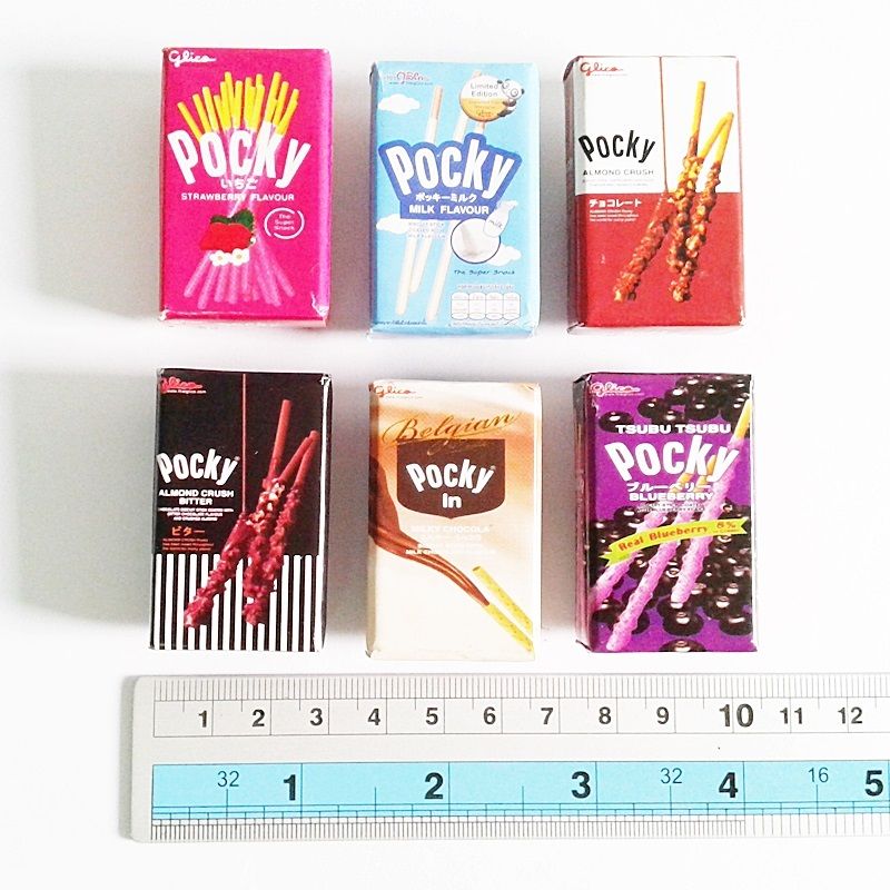 6x Glico Pocky Collection Set Miniature Dollhouse Refrigerator 3d Fridge Magnets