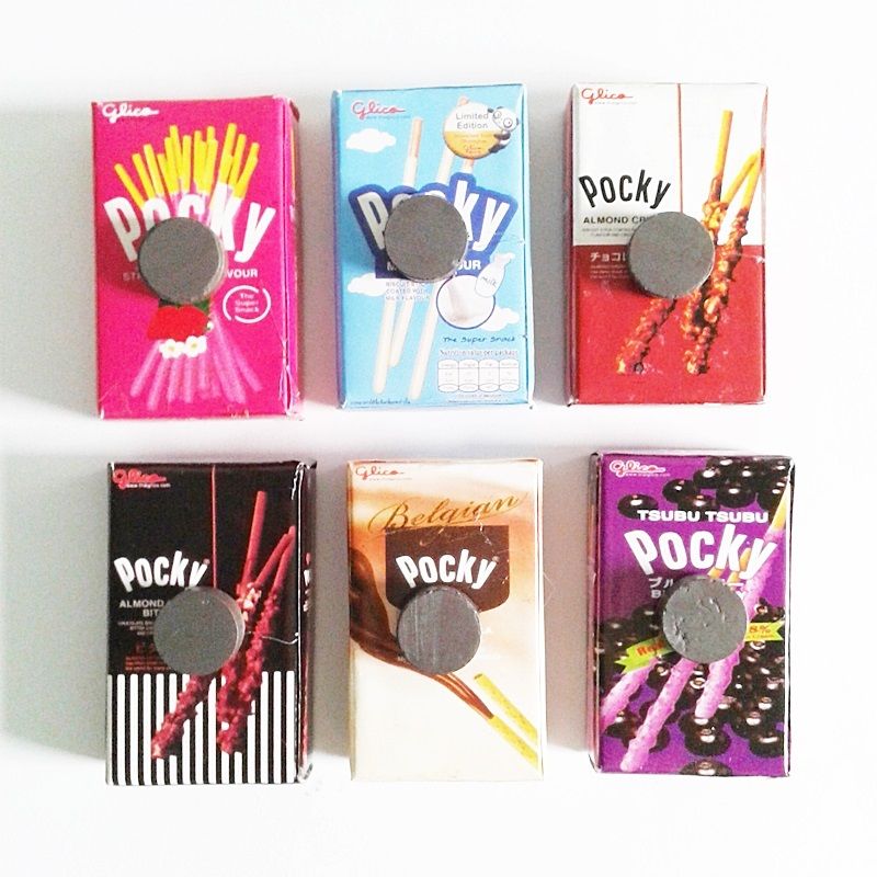 6x Glico Pocky Collection Set Miniature Dollhouse Refrigerator 3d Fridge Magnets