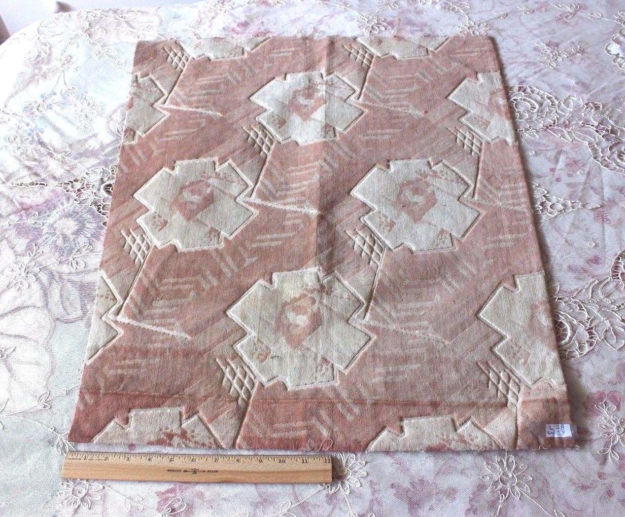 Antique Vintage French Silk Pink Art Deco Cut Velvet Fabric Textile c1920