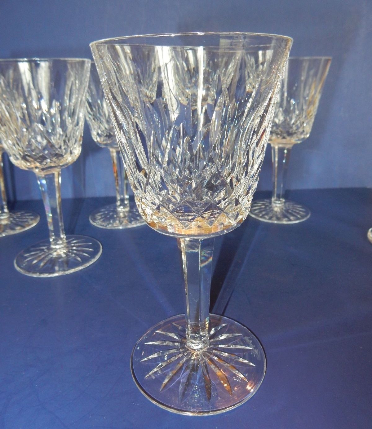 10 VINTAGE WATERFORD LISMORE WATER WINE GOBLETS GLASSES CRYSTAL STEMWARE 5 7/8"