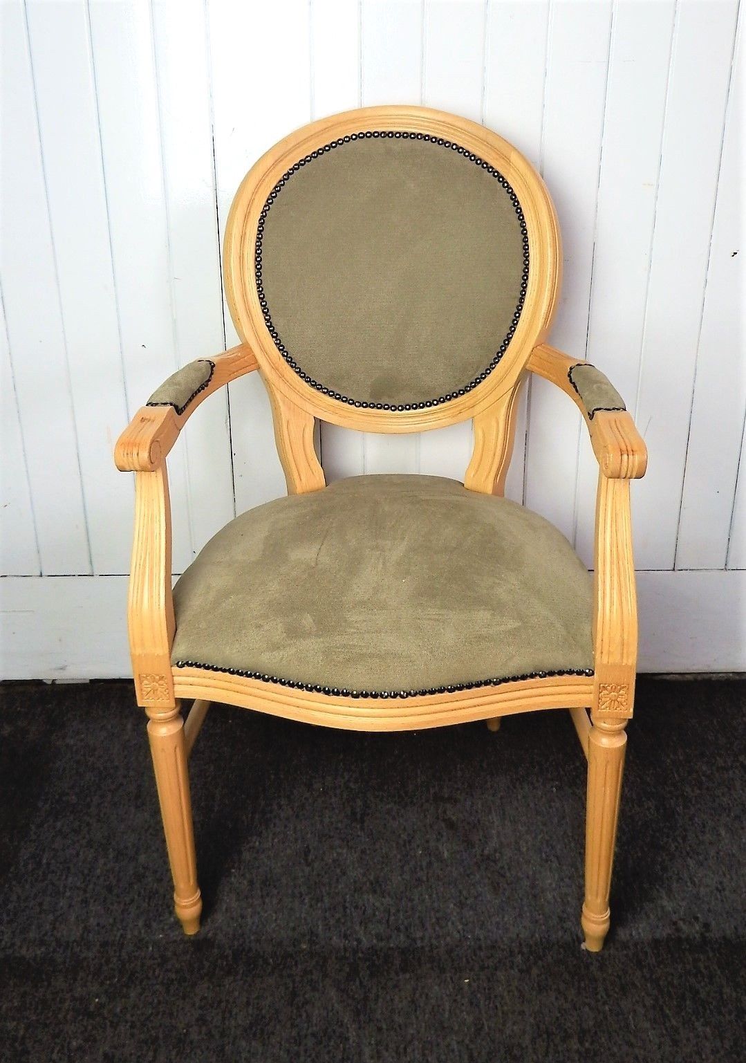 Antique style balloon back carved salon louis armchair / arm chair / desk chair