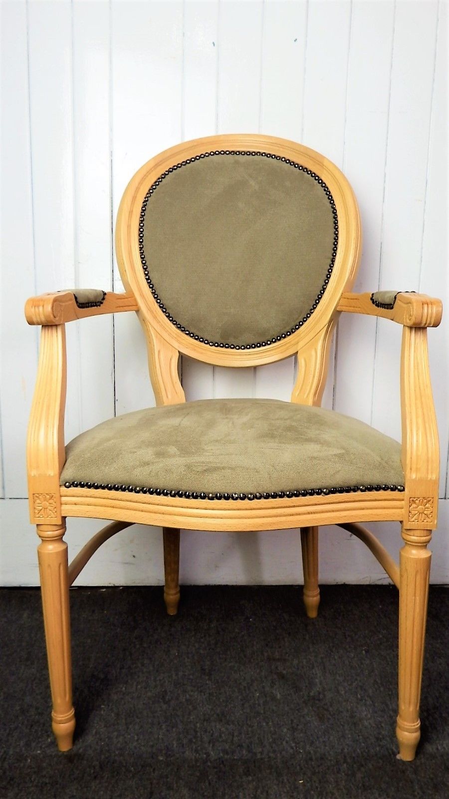 Antique style balloon back carved salon louis armchair / arm chair / desk chair