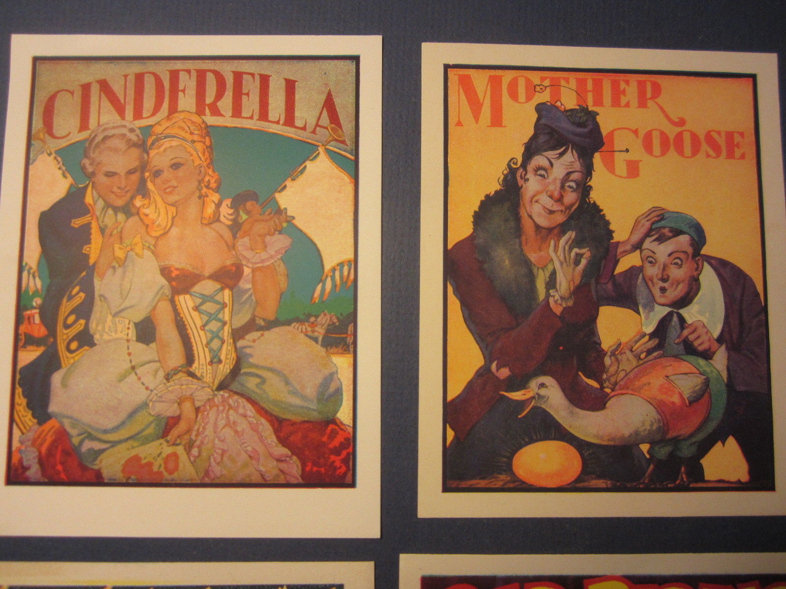 Lot of 6 1930's Pantomime THEATRE Mini POSTERS - Cinderella Mother Goose Aladdin