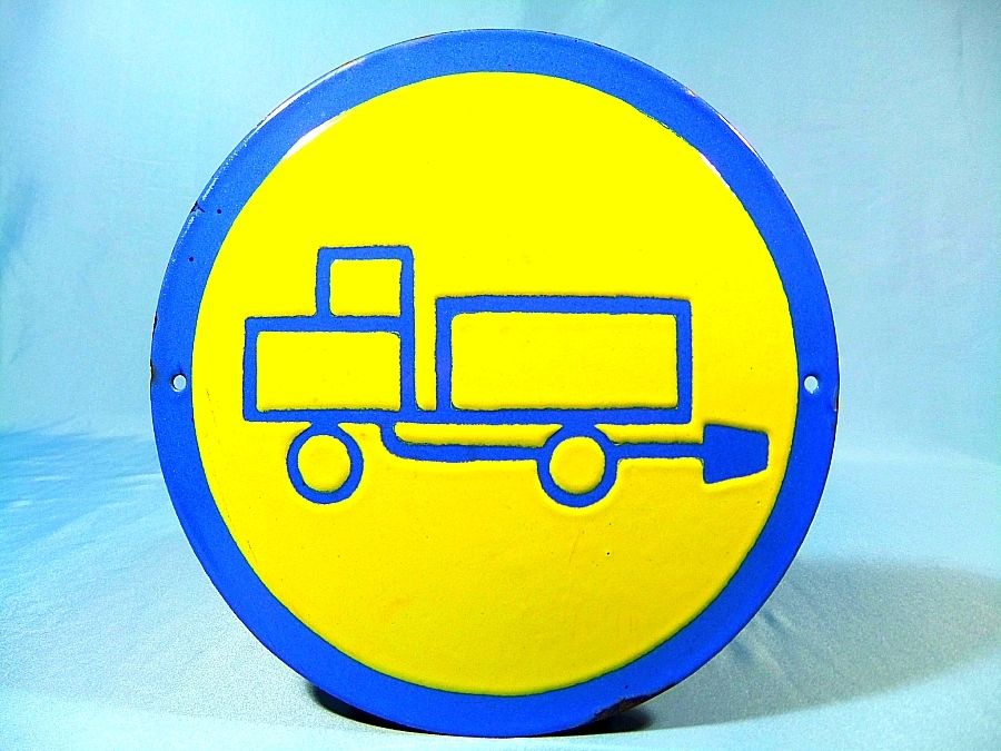 RARE VTG PORCELAIN ENAMEL TRANSPORT CAR TRUCK PARKING AREA METAL SIGN ca.1960's