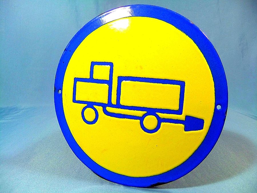 RARE VTG PORCELAIN ENAMEL TRANSPORT CAR TRUCK PARKING AREA METAL SIGN ca.1960's