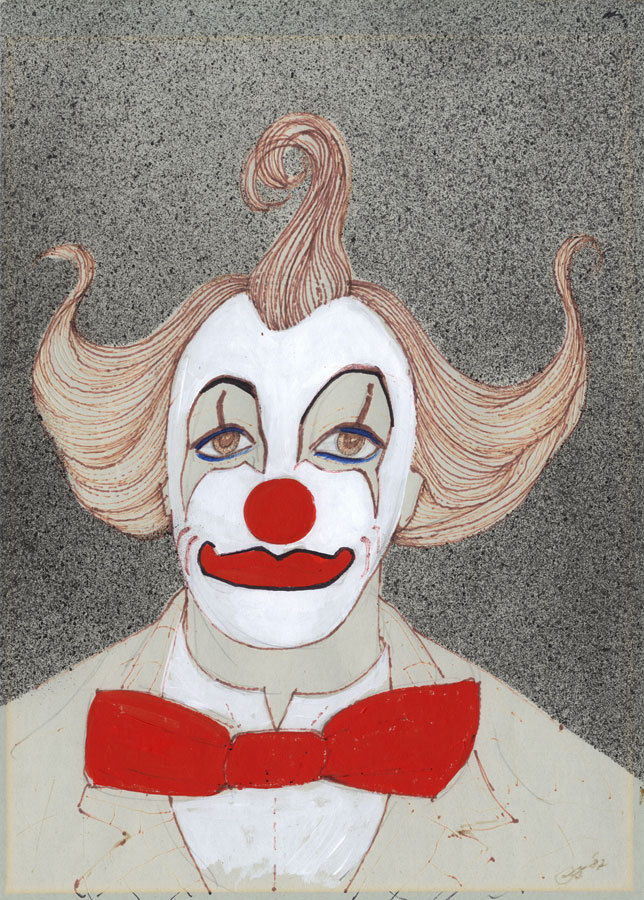 Richard Baines - A Pair of 1987 Mixed Media, Clowns