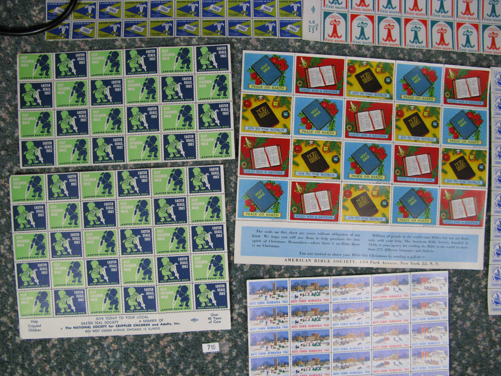 USA cinderella stamps mixed lot sheets & part sheets Christmas Boys town etc 710