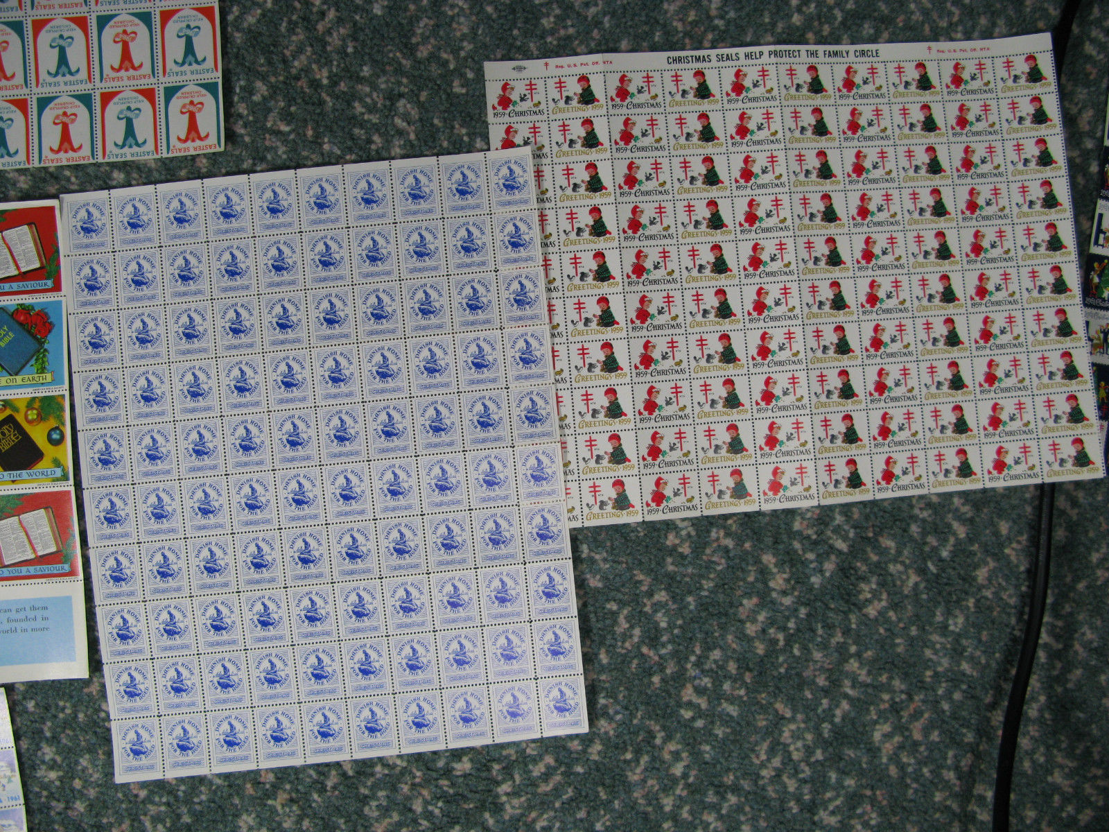 USA cinderella stamps mixed lot sheets & part sheets Christmas Boys town etc 710