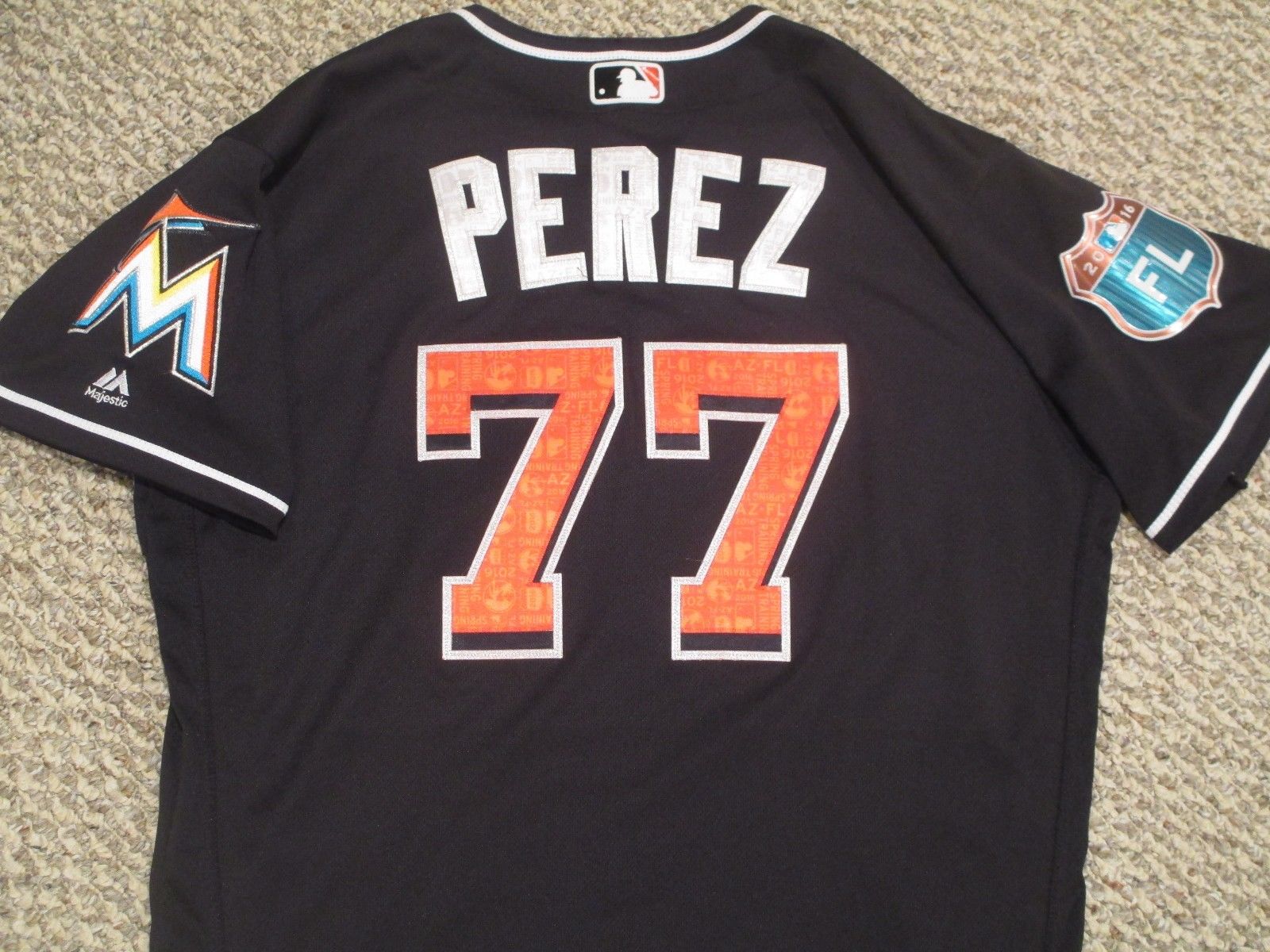 Spring Training Yefres Perez size 46 #77 2016 Miami Marlins game used jersey