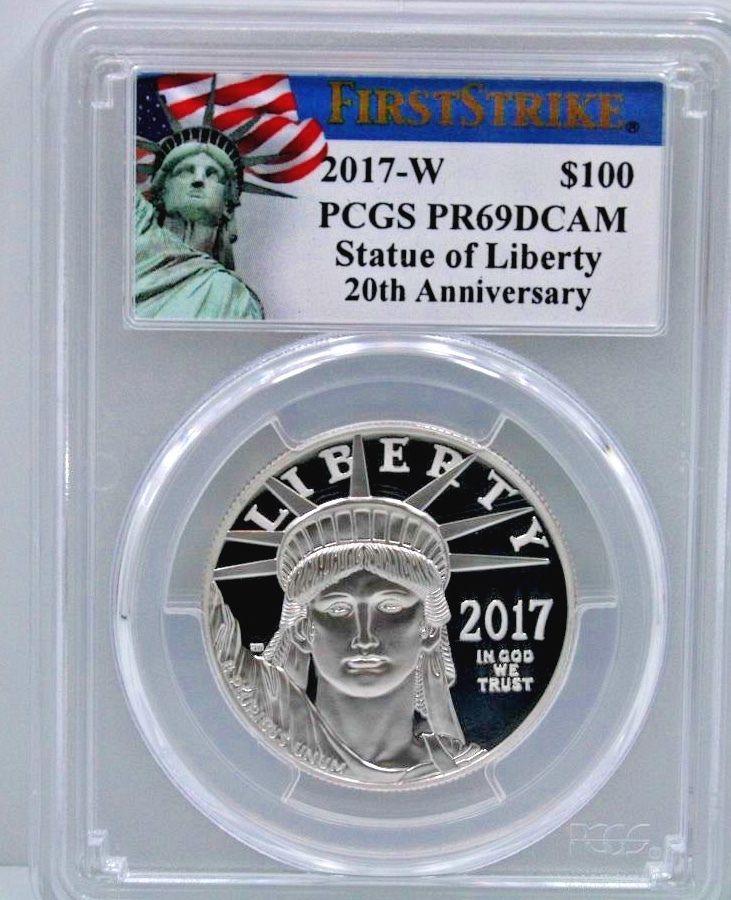 2017-W PLATINUM-STATUE OF LIBERTY--20th ANNIVERSARY--FIRST STRIKE--PCGS PR69DCAM