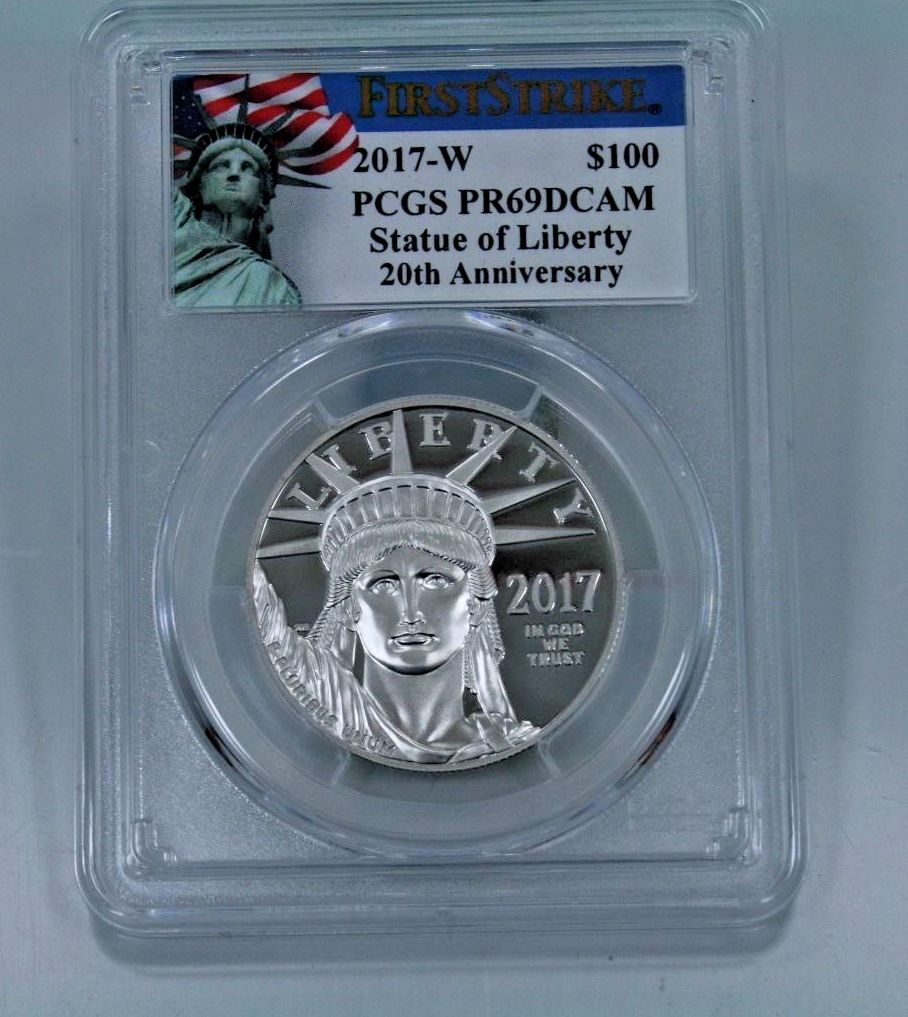 2017-W PLATINUM-STATUE OF LIBERTY--20th ANNIVERSARY--FIRST STRIKE--PCGS PR69DCAM