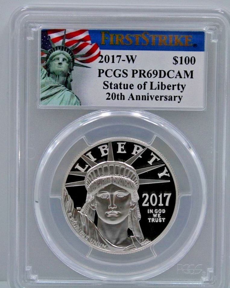 2017-W PLATINUM-STATUE OF LIBERTY--20th ANNIVERSARY--FIRST STRIKE--PCGS PR69DCAM