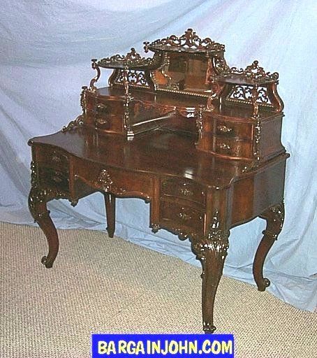 Antique Victorian Rosewood Rococo Style Desk