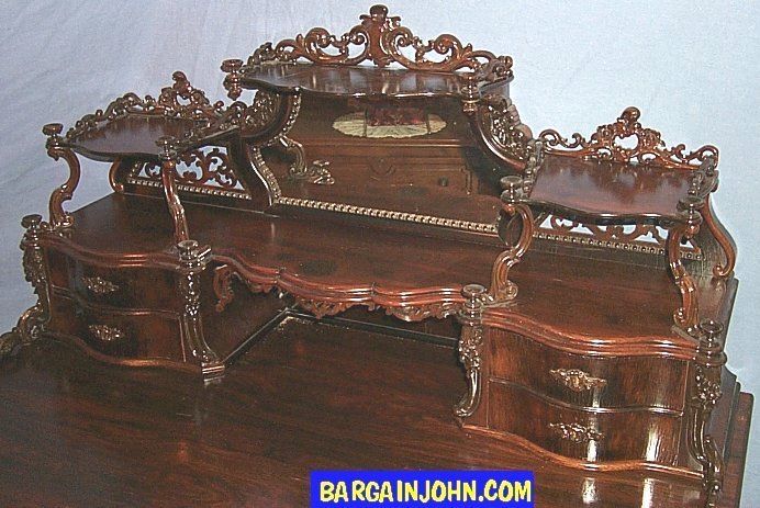 Antique Victorian Rosewood Rococo Style Desk