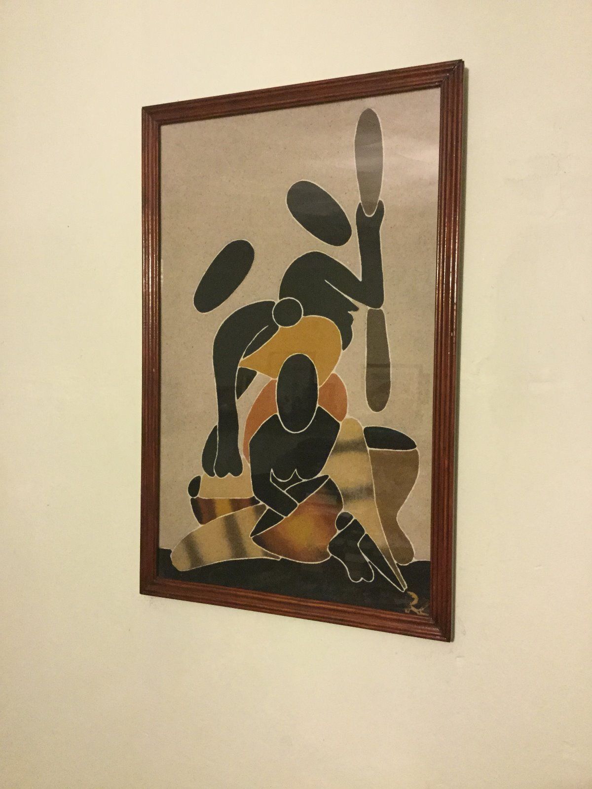 Coloured Sand Picture of Tribal Women Preparing Food - SIgned R Z