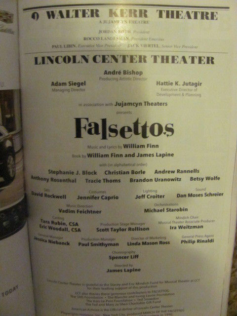 FALSETTOS Playbill Broadway Musical CHRISTIAN BORLE STEPHANIE J BLOCK