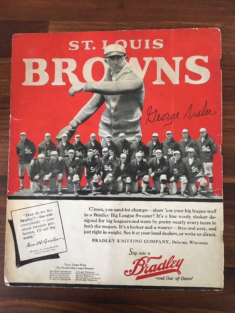 ST LOUIS BROWNS 1920s GEORGE SISLER AUTOGRAPHED SIGNED PHOTO VINTAGE RARE