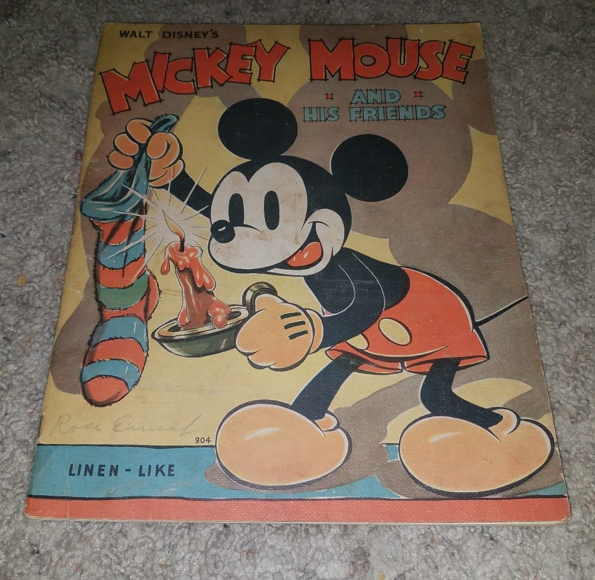 Mickey Mouse and His Friends (1936) #904 Linen-Like Walt Disney USA book Vintage