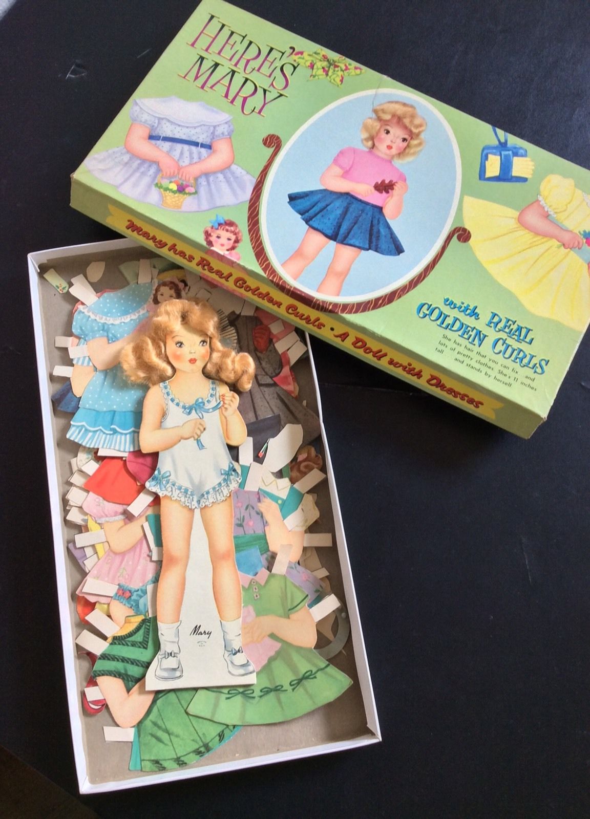 Original Here's Mary with Real Golden Curls Box Set Paper Dolls, 1956