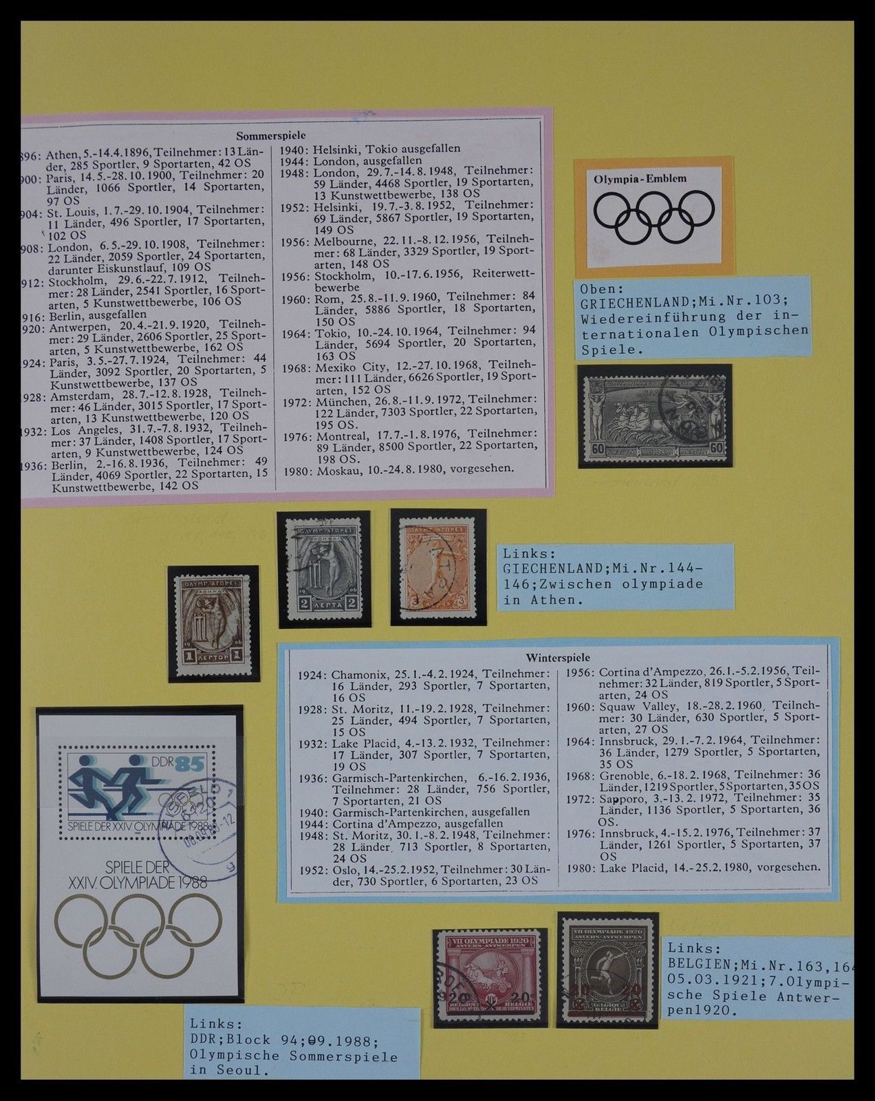 Lot 27361 Thematic collection stamps of Olympics 1896-1992.