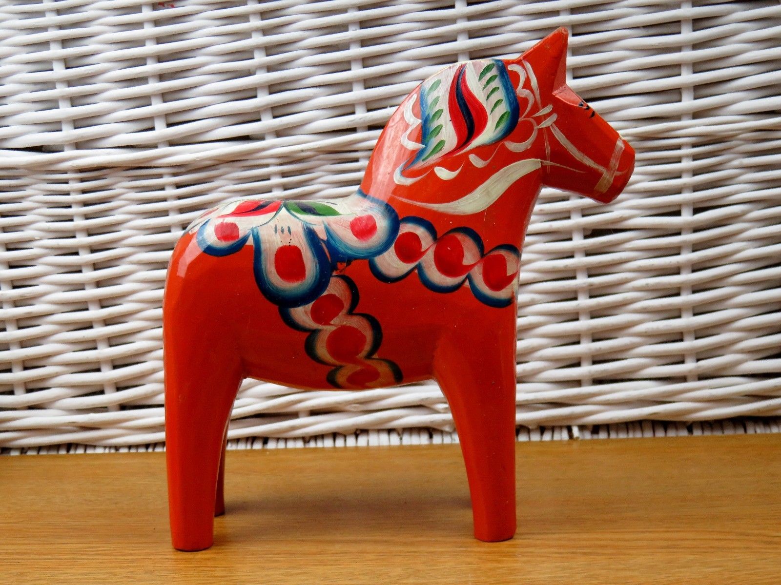 Vintage Dala Swedish Wooden Folk Art Horse Red 20 cm to Ear Tip