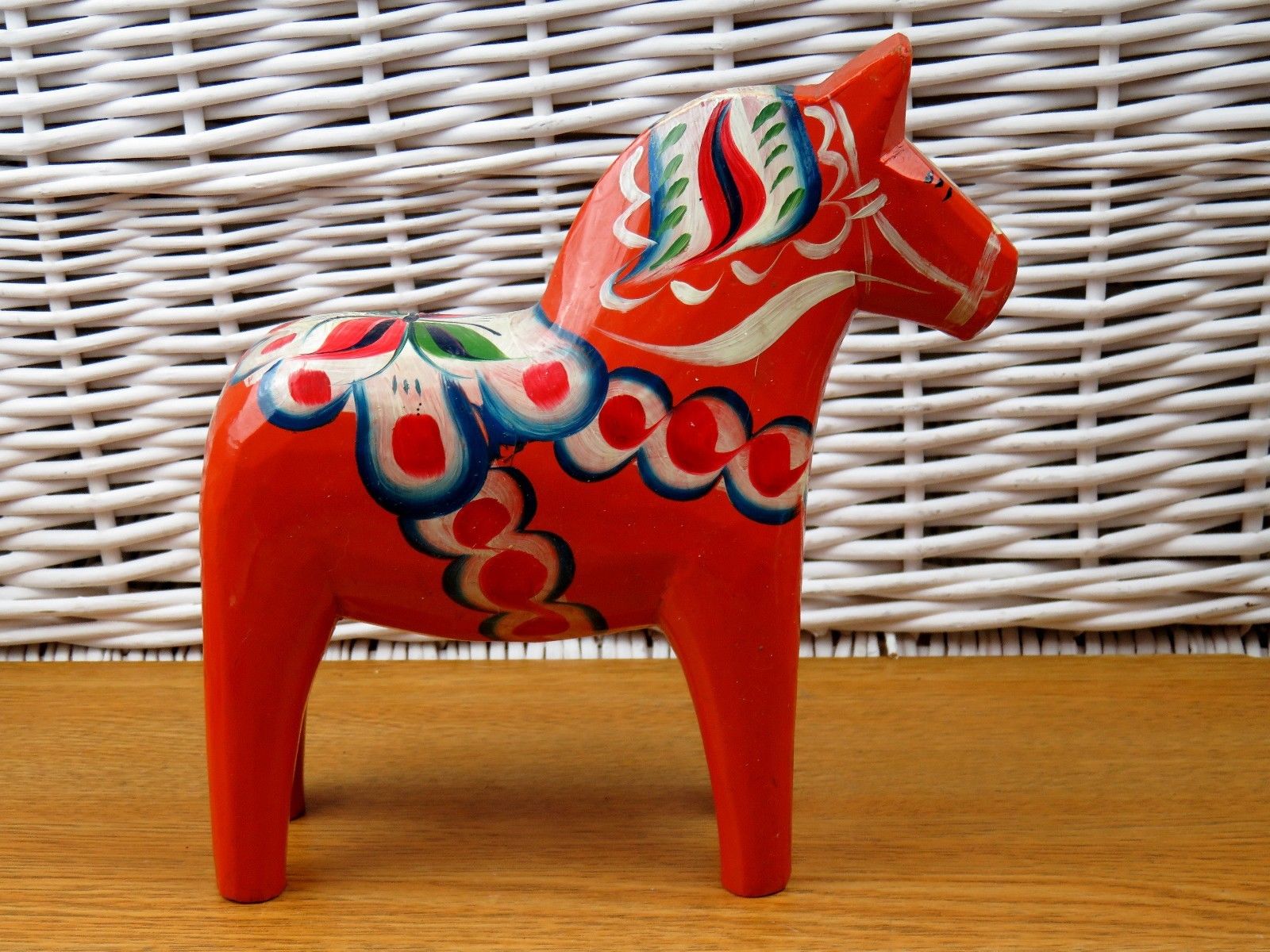 Vintage Dala Swedish Wooden Folk Art Horse Red 20 cm to Ear Tip