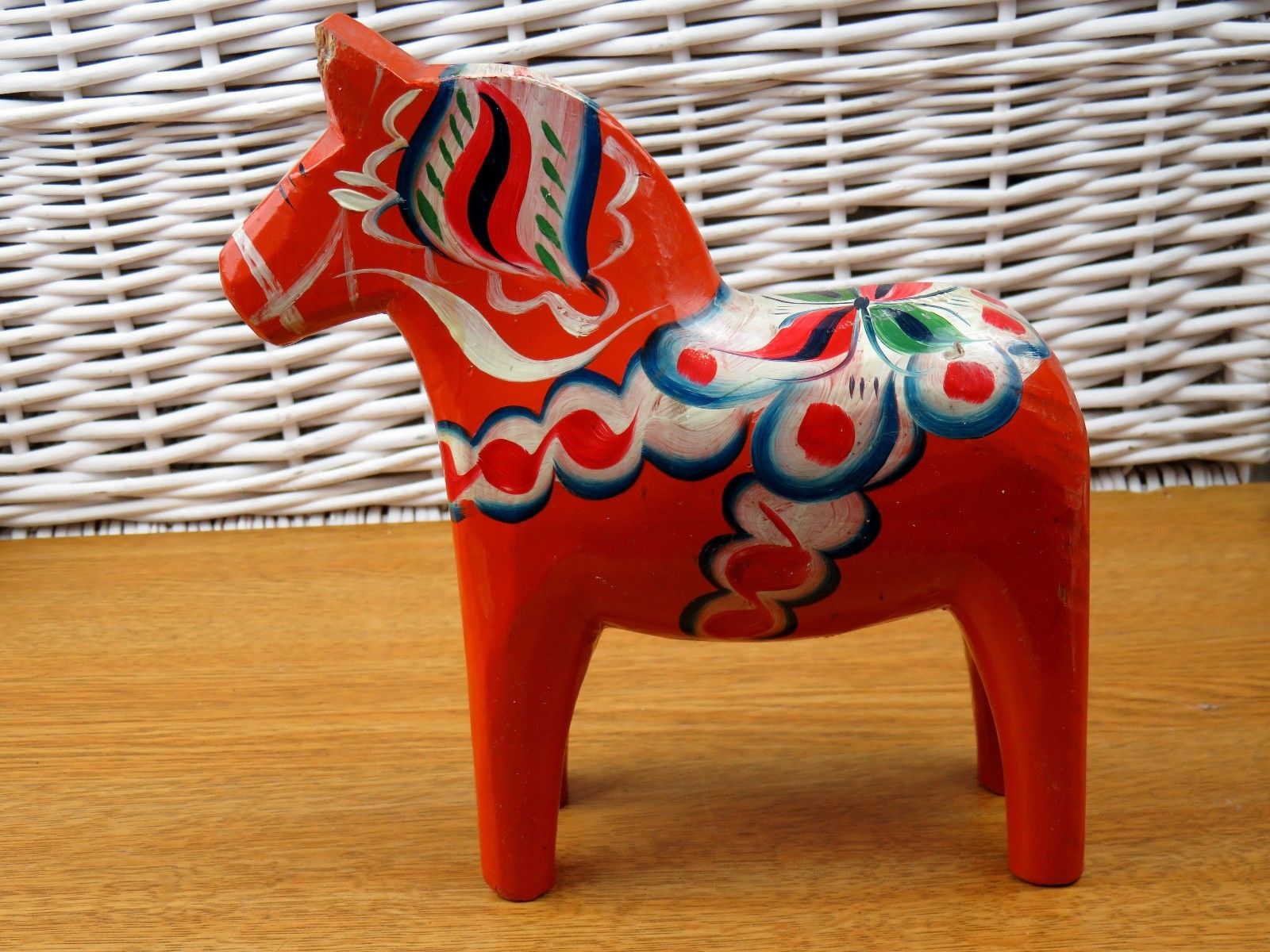 Vintage Dala Swedish Wooden Folk Art Horse Red 20 cm to Ear Tip