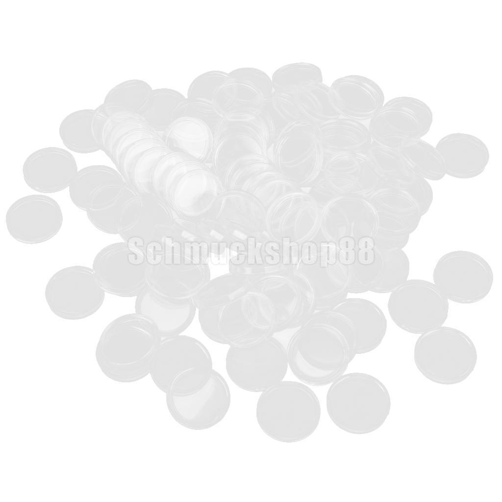 100pcs 30mm Transparent Round Coin Casees Coin Capsule Container Box Storage