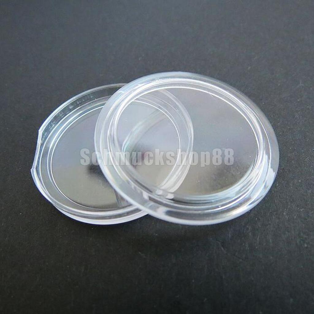 100pcs 30mm Transparent Round Coin Casees Coin Capsule Container Box Storage