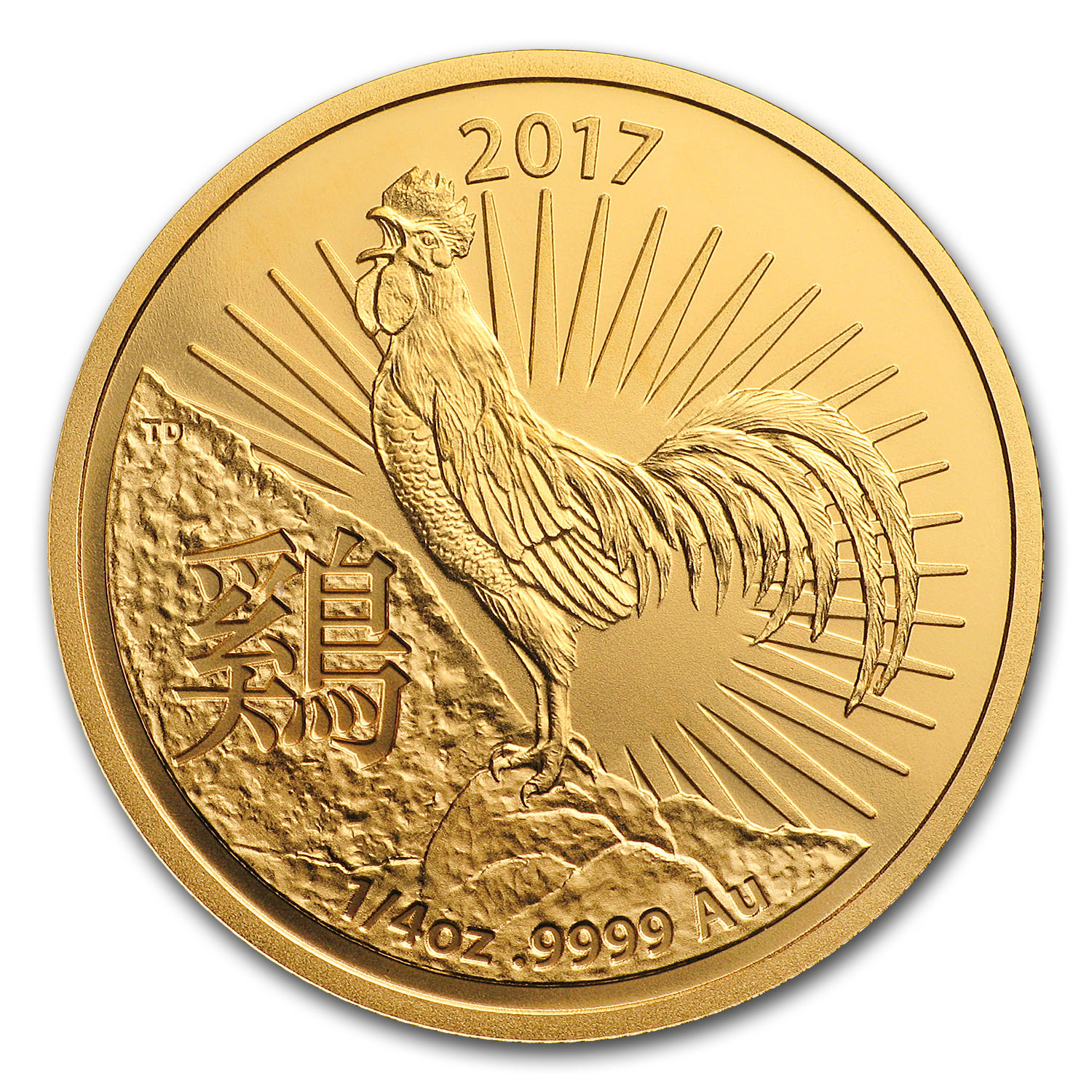 2017 Australia 1/4 oz Gold Lunar Year of the Rooster BU (RAM) - SKU #105062