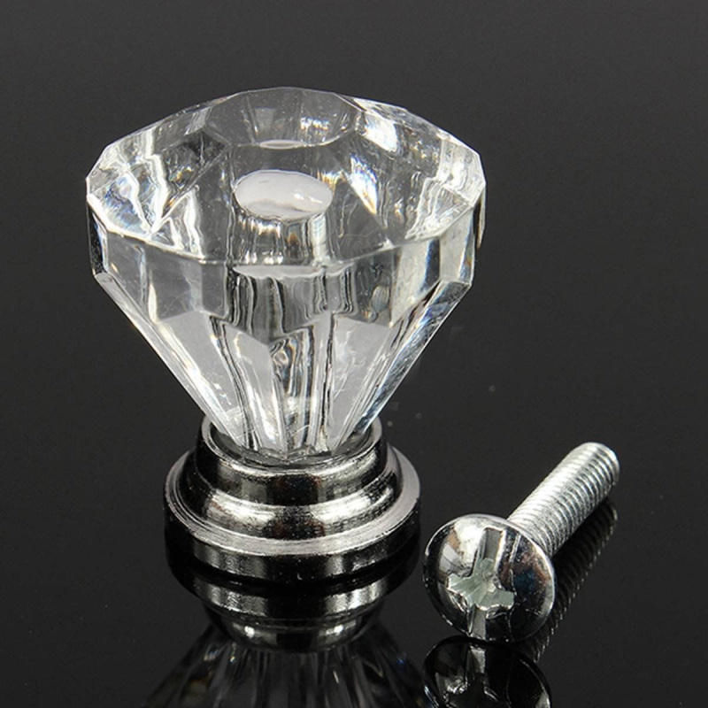 12x Crystal Glass Door Knobs Drawer Cabinet Furniture Kitchen Handle Top Quality