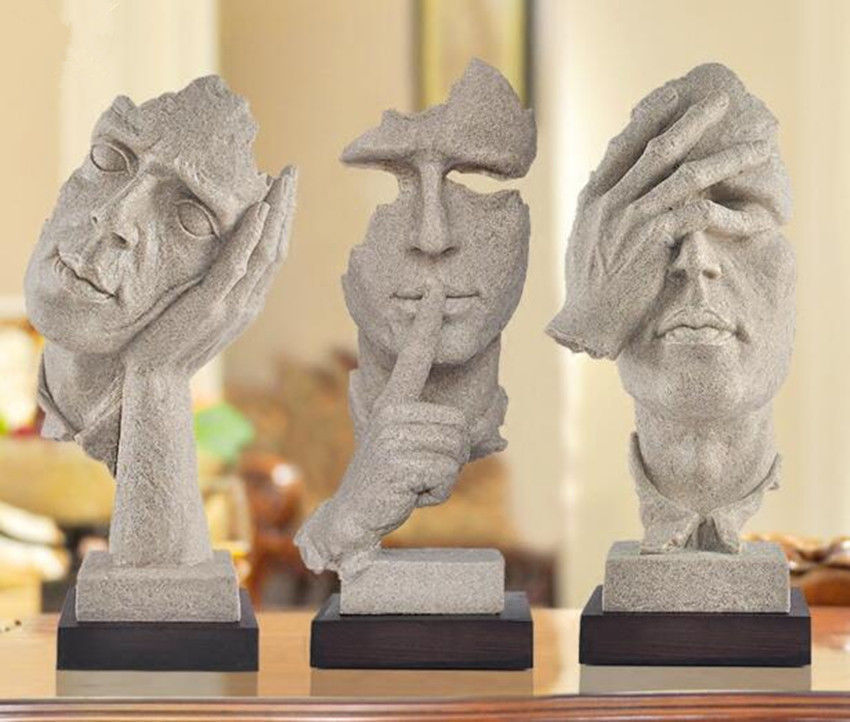 13.7 inches Face Sculpture Statue Abstract Modern Art Deco & free shipping