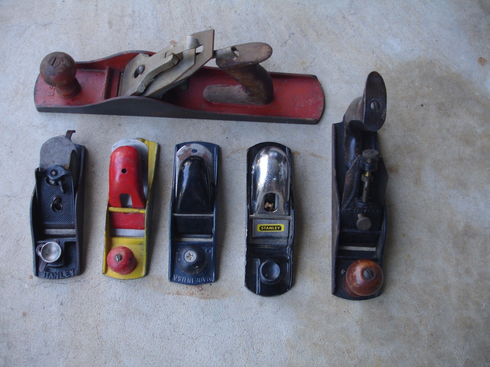 6 Vintage Hand Wood Plane Lot Stanley, USA, US Pat.,