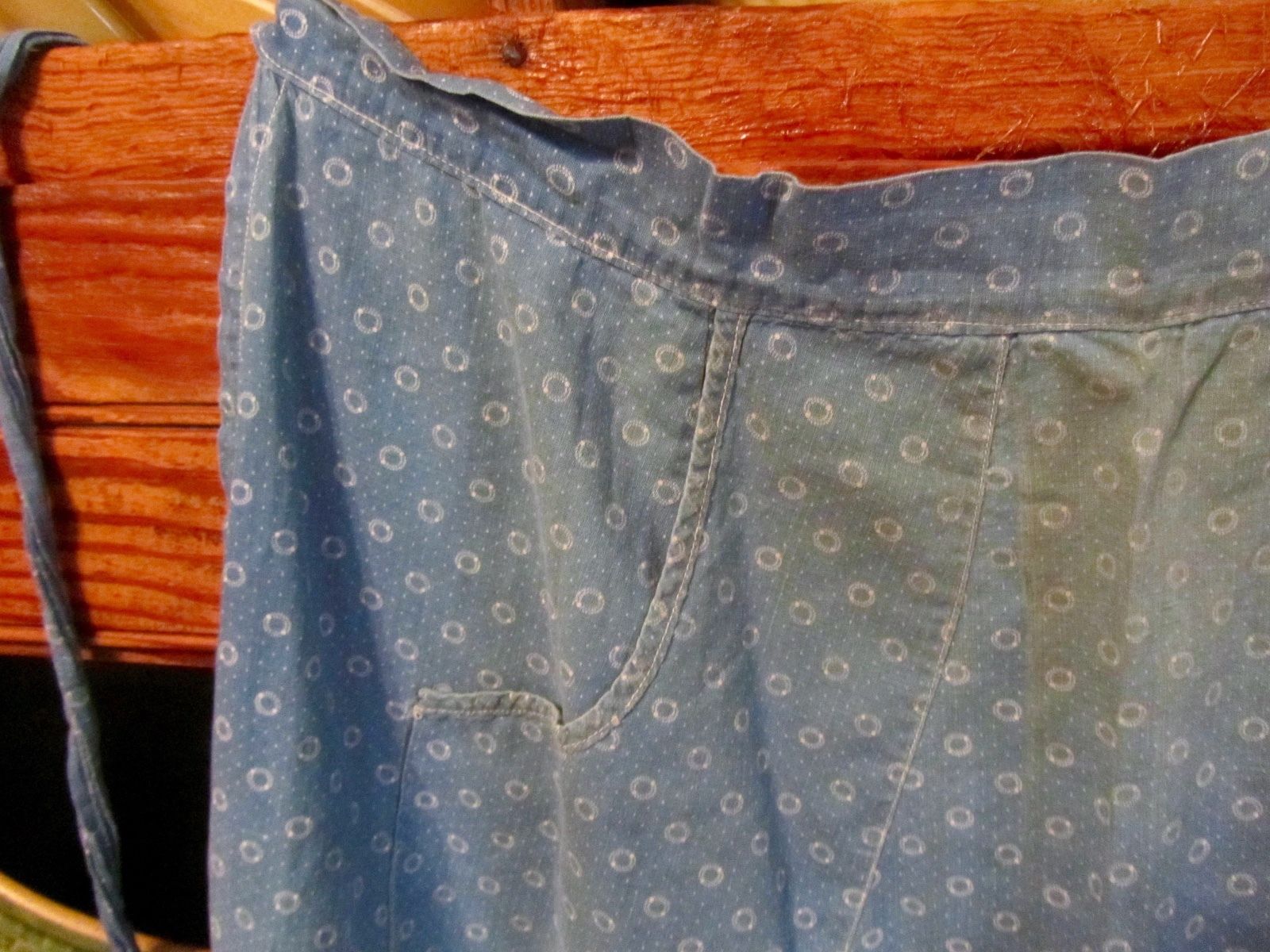 Primitive Original Feedsack Blue Print Apron VTG Homespun Country Farm AAFA @@